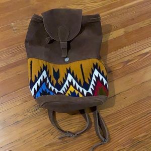 Ecuadorian suede and knit backpack